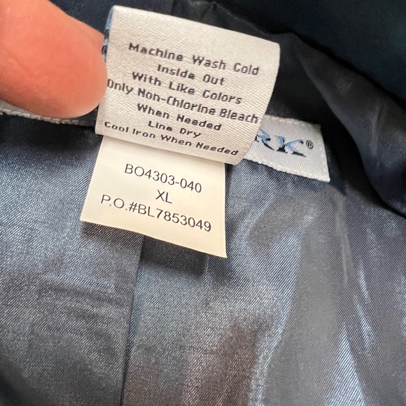 Irvine Park Zipper Light Jacket Steel Gray/Blue Faux Suede Shoulder & Neck Lined - Picture 2 of 11